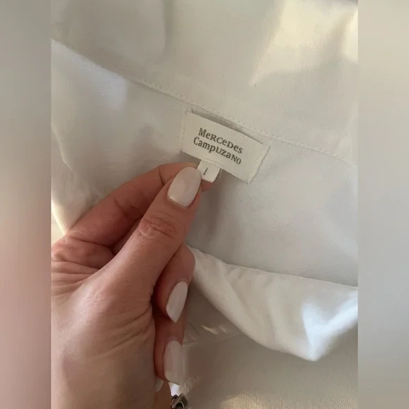 Oversized White Denim Button-Up Cape Jacket/Vest - Picture 9 of 10